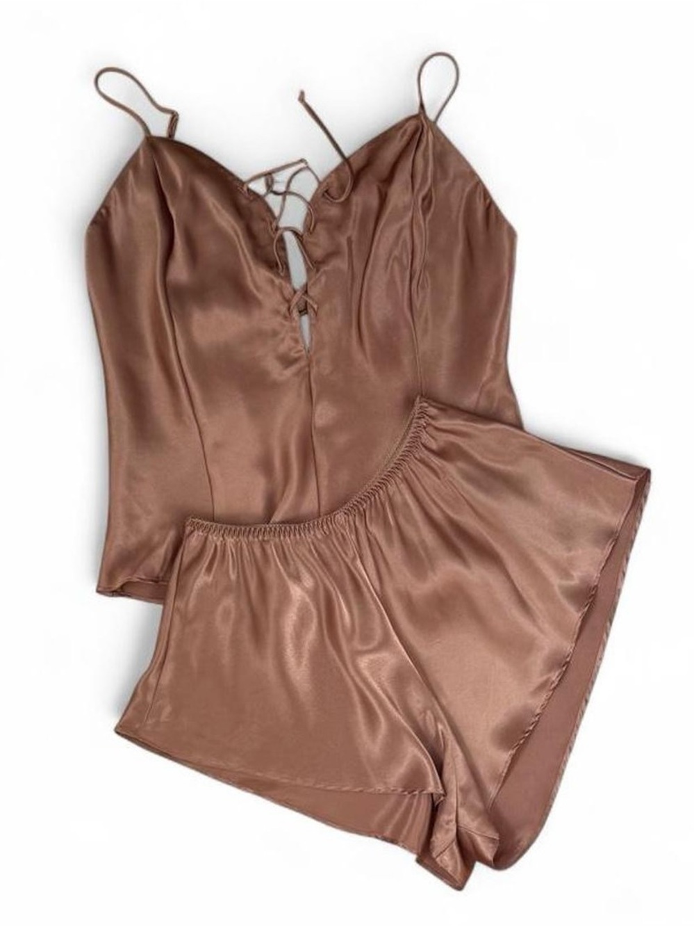 Vintage La Senza Satin Nude Lingerie Matching Set Medium 4382